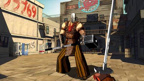 Facing a hammer enemy in Red Steel 2