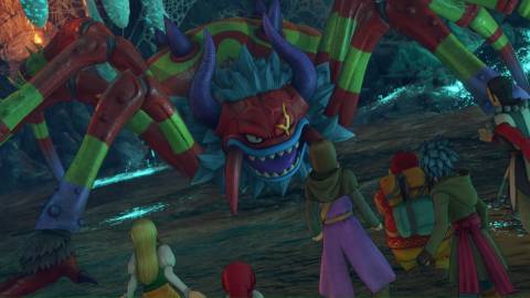 Facing a spider boss in Dragon Quest 11 Echoes of an Elusive Age (2018)