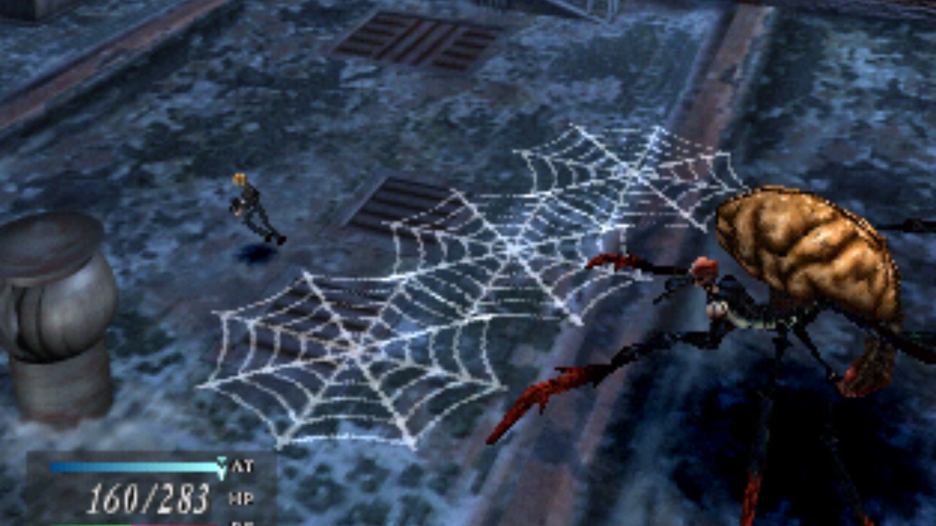 Facing a spider boss in Parasite Eve