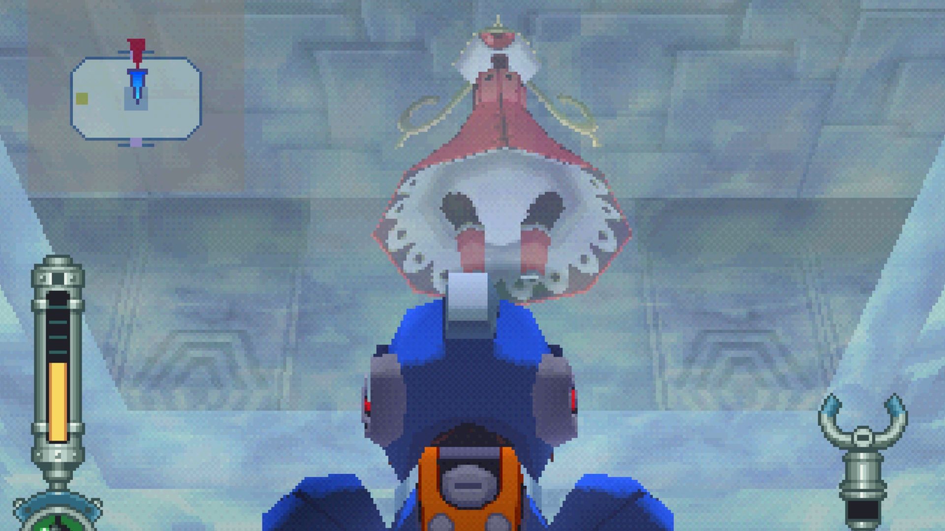 Facing an enemy in Mega Man Legends 2 (2000)