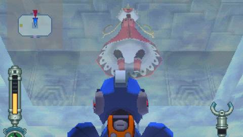 Facing an enemy in Mega Man Legends 2 (2000)