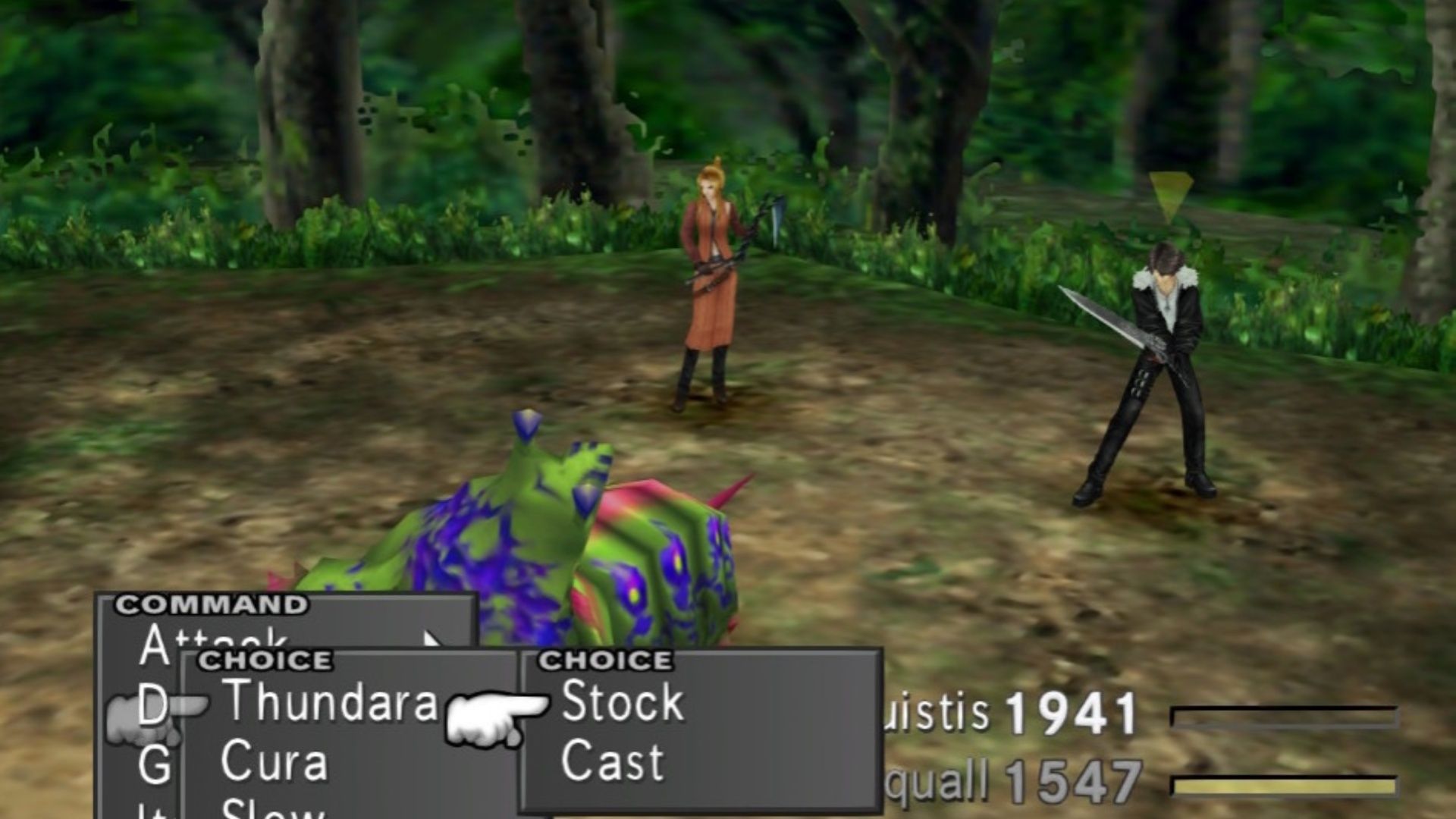 Fighting a battle against worms in Final Fantasy 8 (1999)