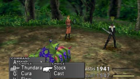 Fighting a battle against worms in Final Fantasy 8 (1999)