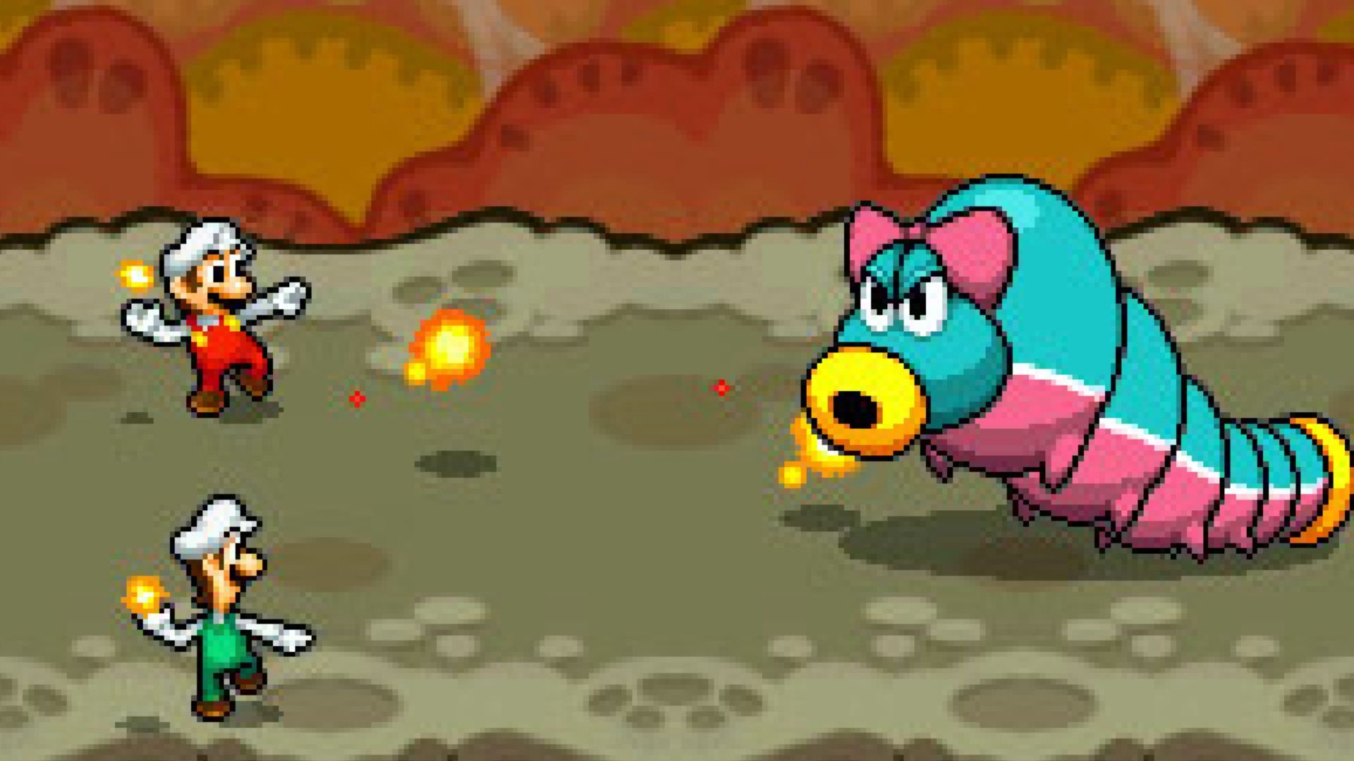 Fighting a battle as Mario and Luigi in Mario & Luigi Bowser Inside Story