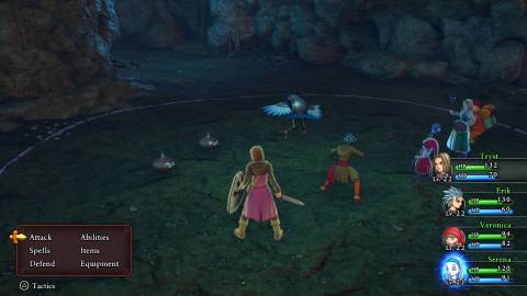 Fighting a battle in a cave in Dragon Quest 11 Echoes of an Elusive Age (2018)