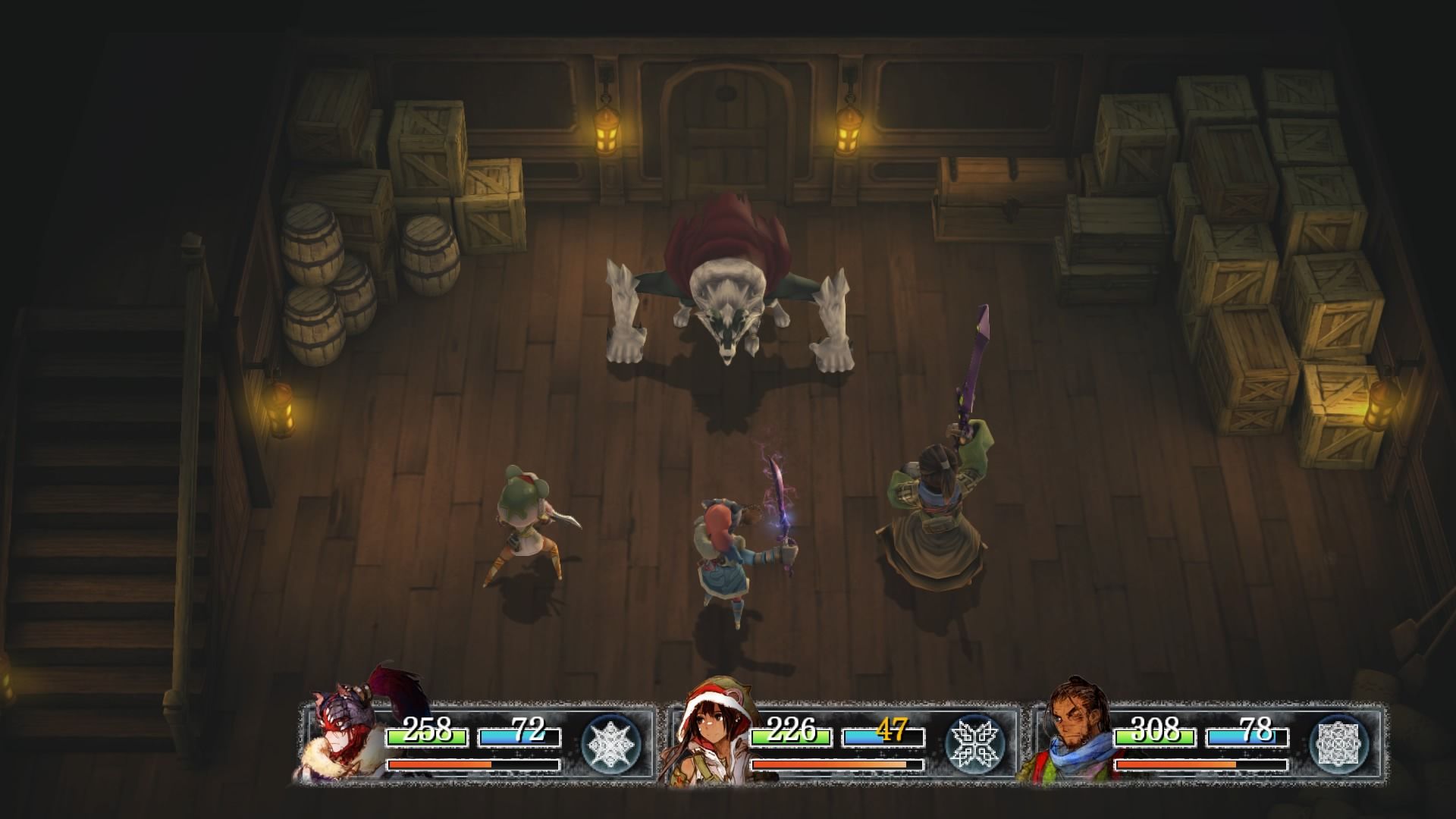 Fighting a battle in I Am Setsuna