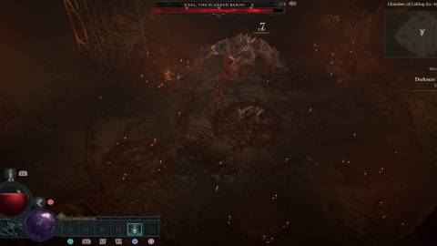 Fighting a boss in Diablo 4 (2023)