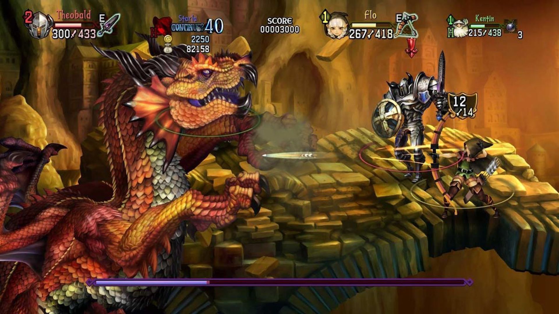 Fighting a boss in Dragon Crown (2013)
