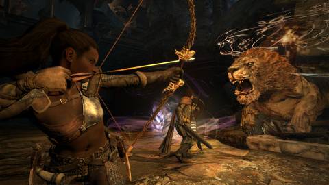 Fighting a boss in Dragon’s Dogma Dark Arisen