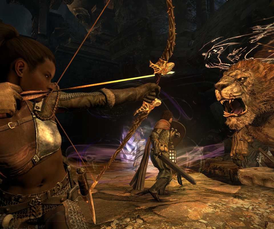 Fighting a boss in Dragon’s Dogma Dark Arisen