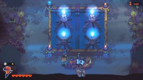 Fighting a boss in Eastward