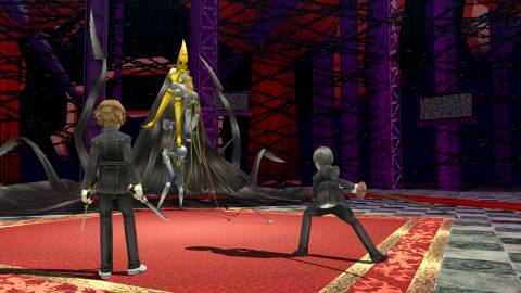 Fighting a boss in Persona 4