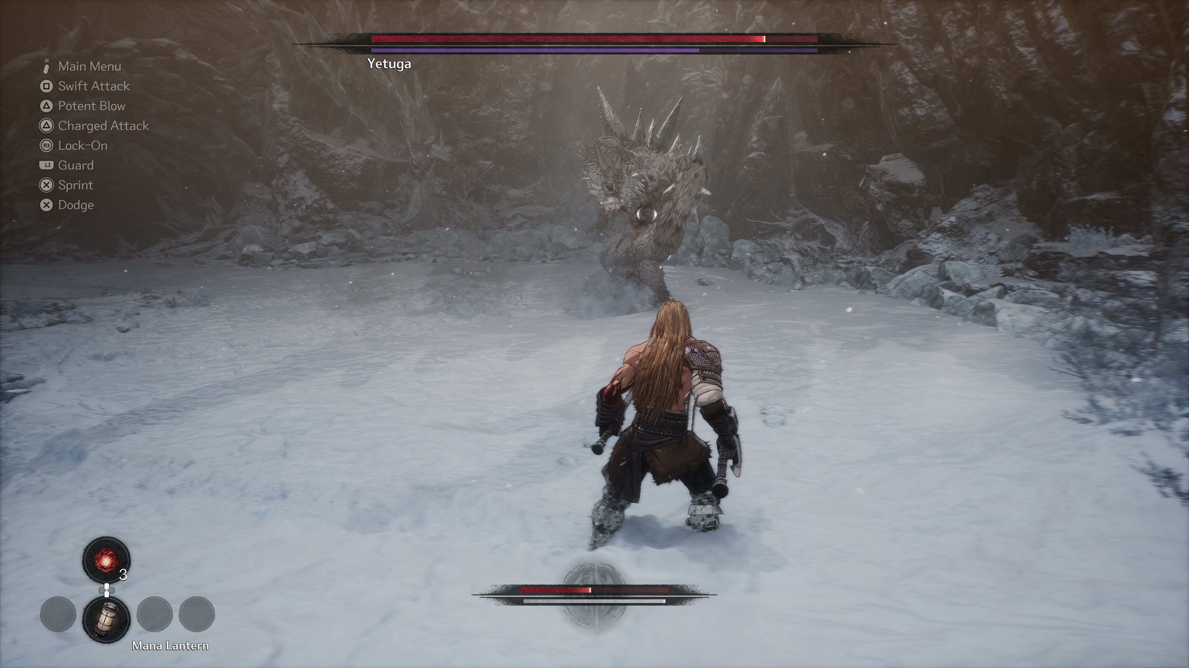 Fighting a boss in The First Berserker Khazan