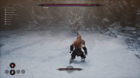 Fighting a boss in The First Berserker Khazan