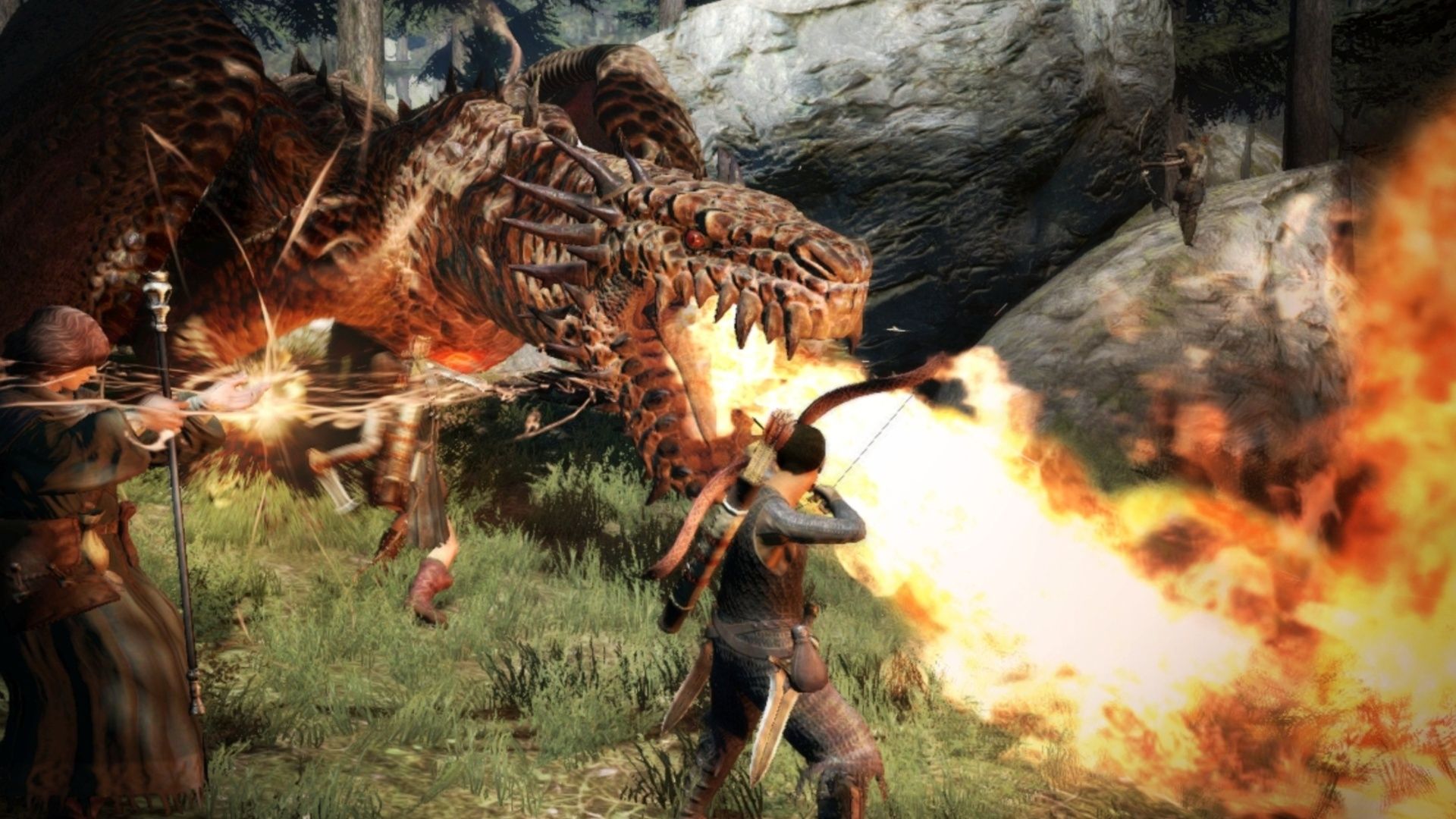 Fighting a dragon in Dragon’s Dogma Online