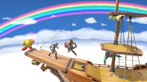 Fighting a match in an airship in Super Smash Bros Ultimate