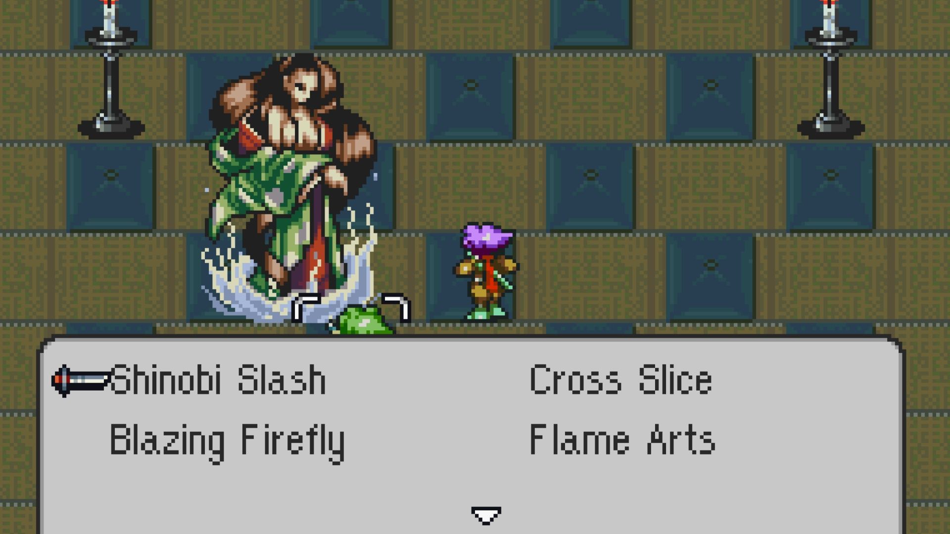 Fighting a ninja battle in Live A Live (SNES)