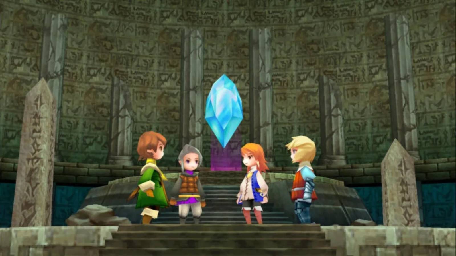 Final Fantasy 3 Party Members Gathered Around A Crystal 