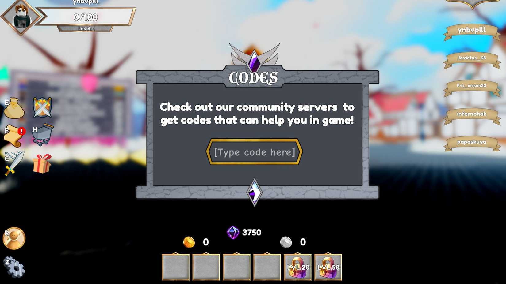 Final Fates Tower Defense the codes tab