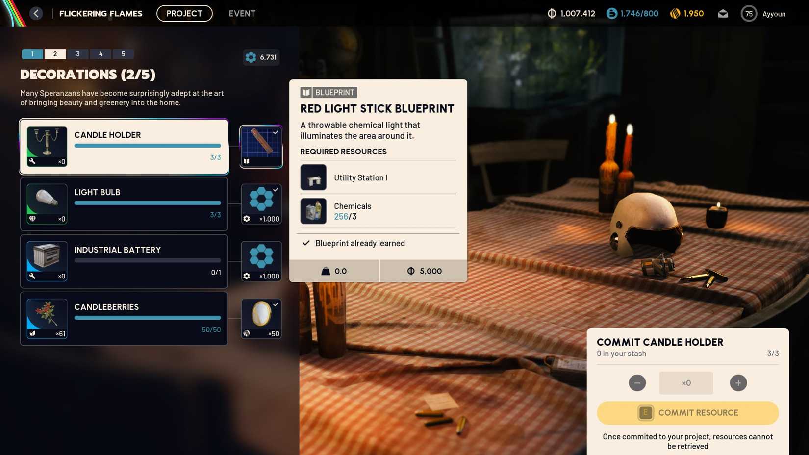 Flickering Flames Project Candle Holder ARC Raiders