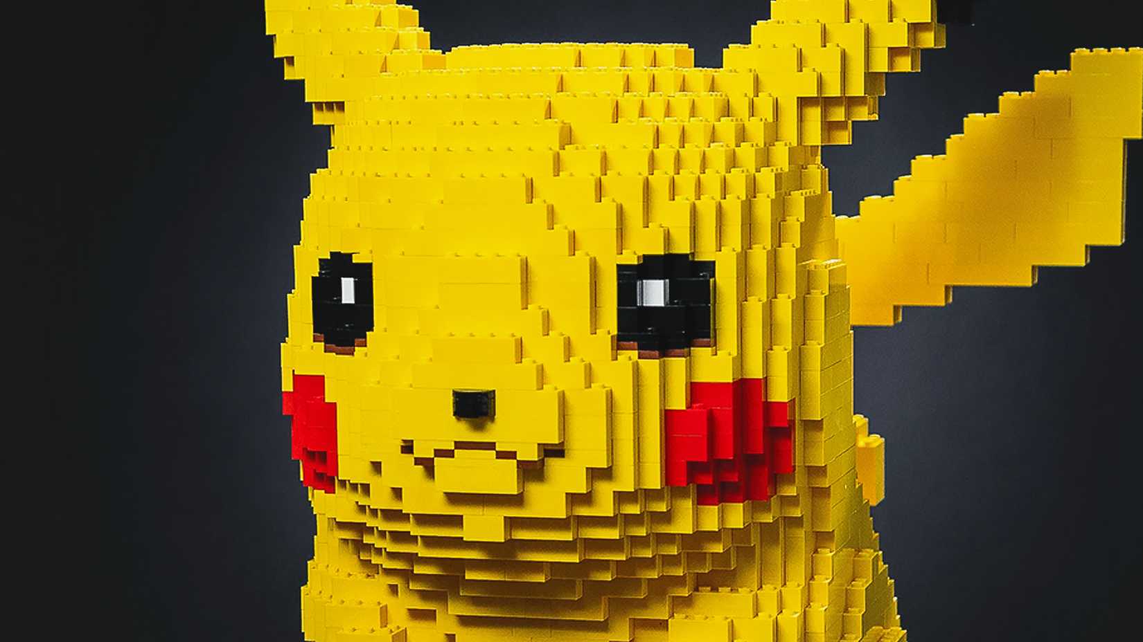 giant LEGO Pikachu close up