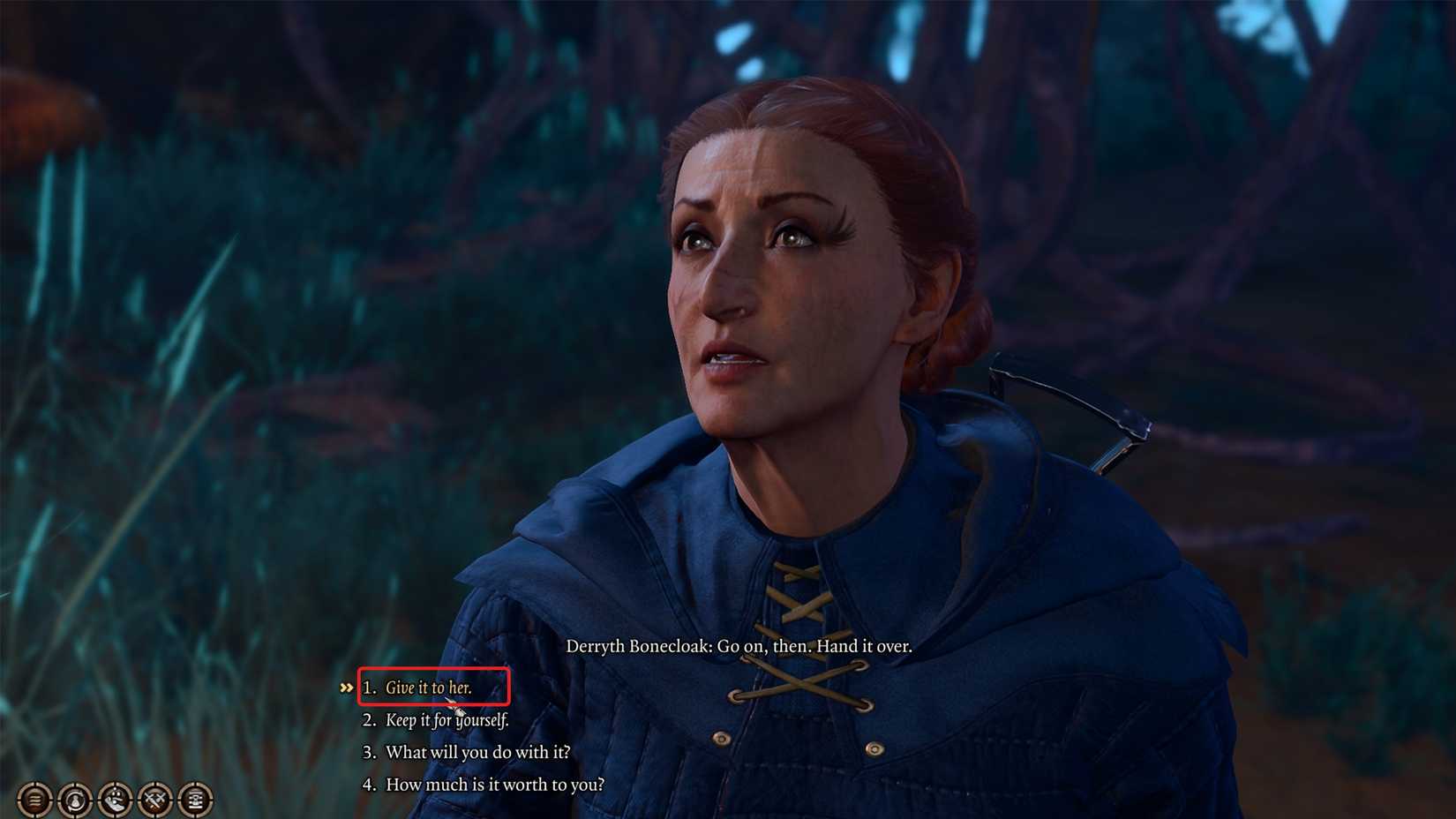 give noblestalk to derryth in bg3