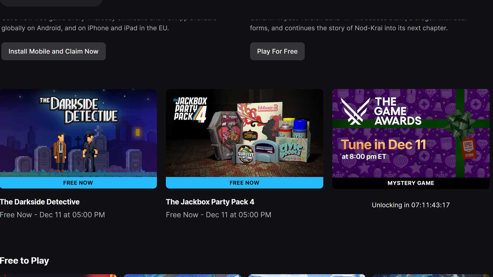 giveaway epic games store mystery game december 4 until 11