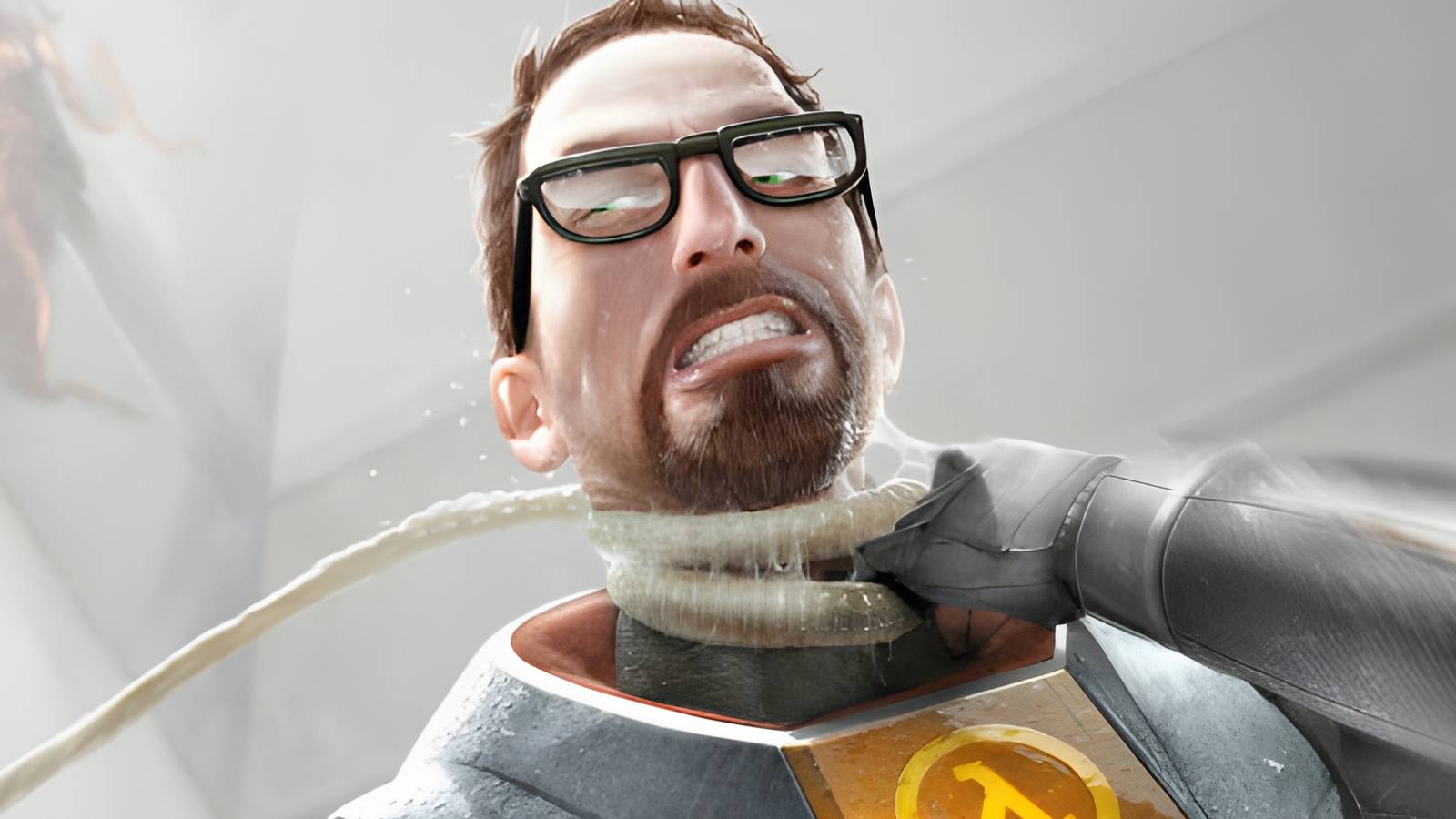 Gordon Freeman Being Attacked by a Monster in Half-Life 2 Key Art