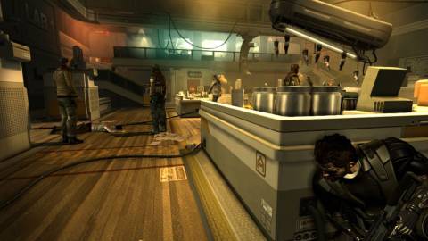 Hiding behind cover in Deus Ex Human Revolution (2011)