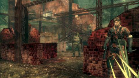 Hiding by a wall in Metal Gear Solid 3 Snake Eater (2004)