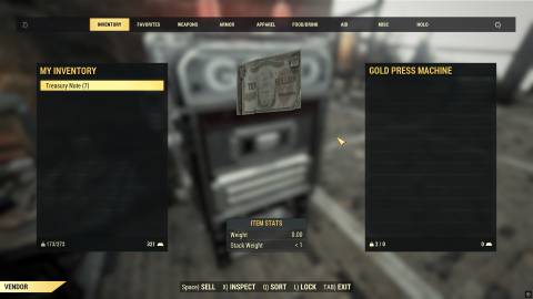 Fallout 76 Treasury Note Exchange Screen