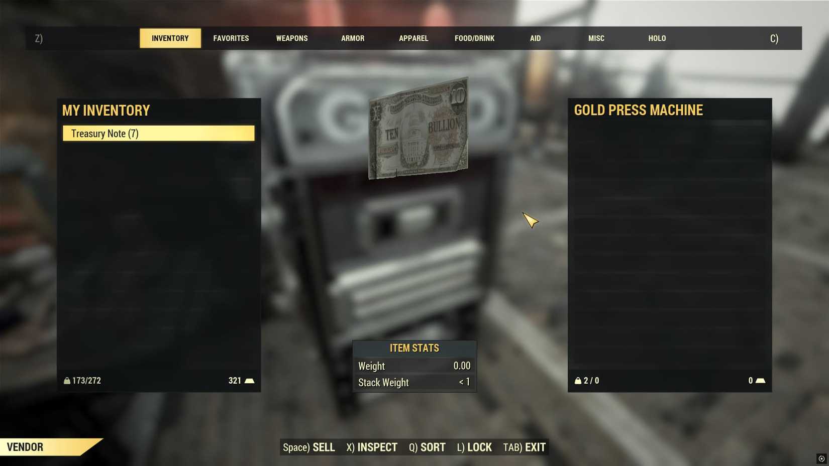 Fallout 76 Treasury Note Exchange Screen