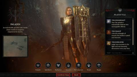 D4 Paladin Character Creation Screen