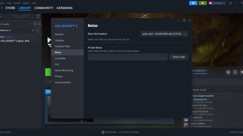 Helldivers 2 Prod Slim Beta Branch