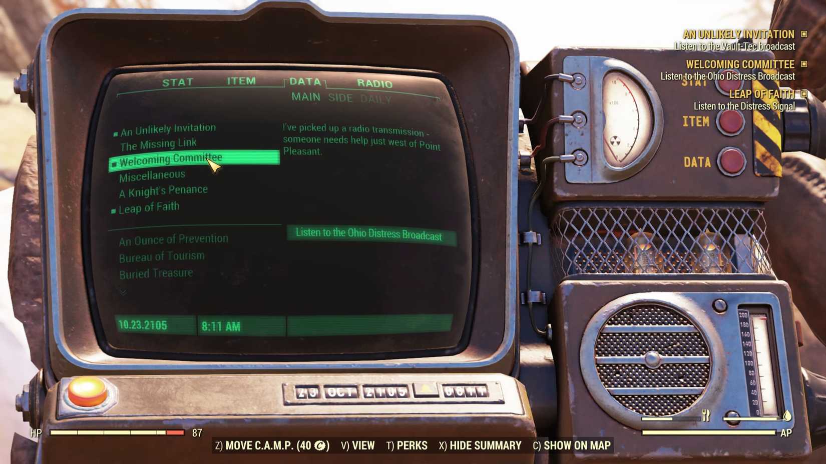 Missão do Comitê de Boas-Vindas FO76 Burning Springs