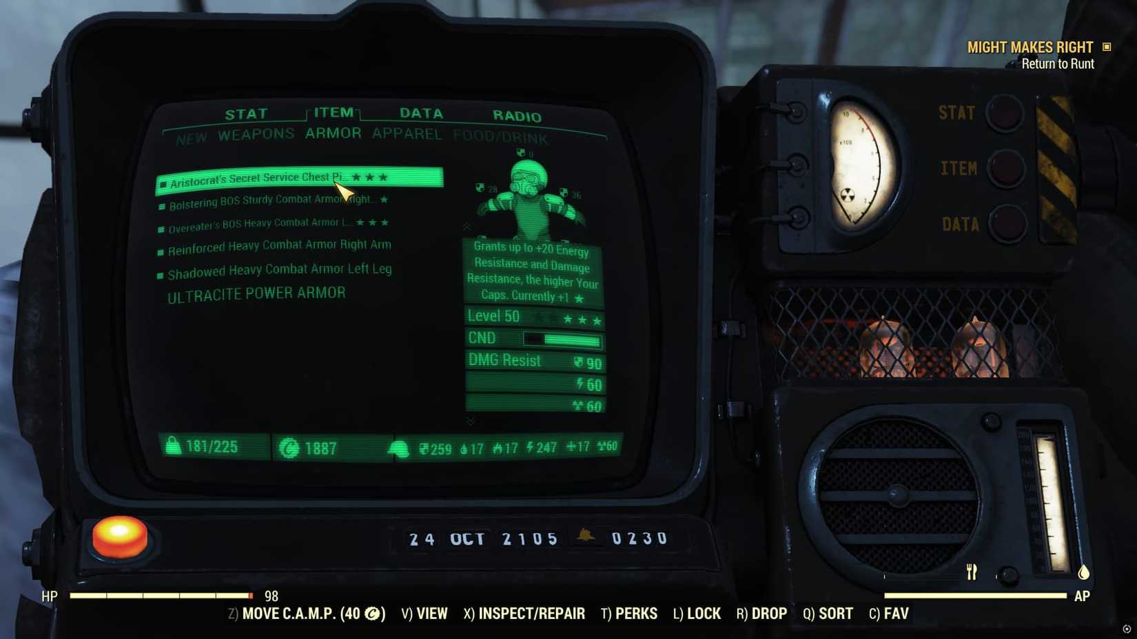 Fallout 76 Secret Service Armor Chestpiece