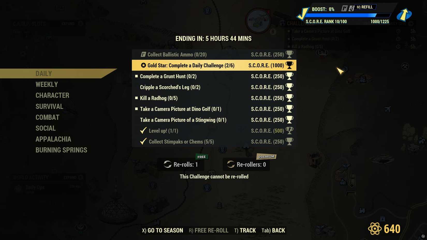 Fallout 76 Challenges Screen