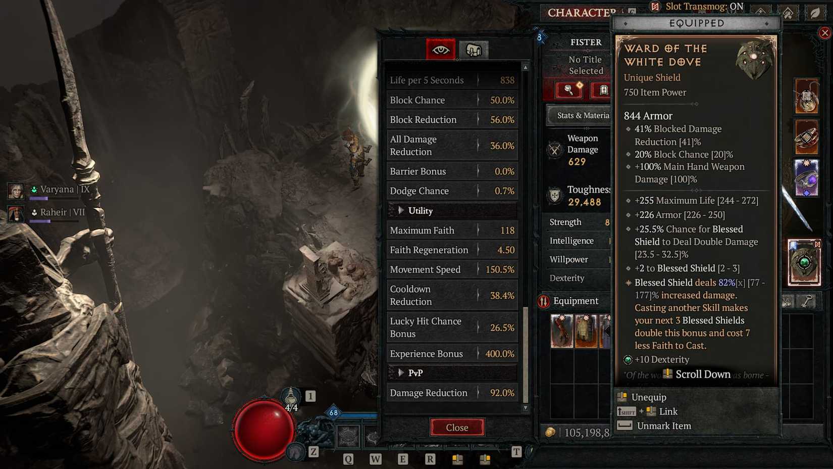 Ward of the White Dove Unique untuk Paladin Diablo 4