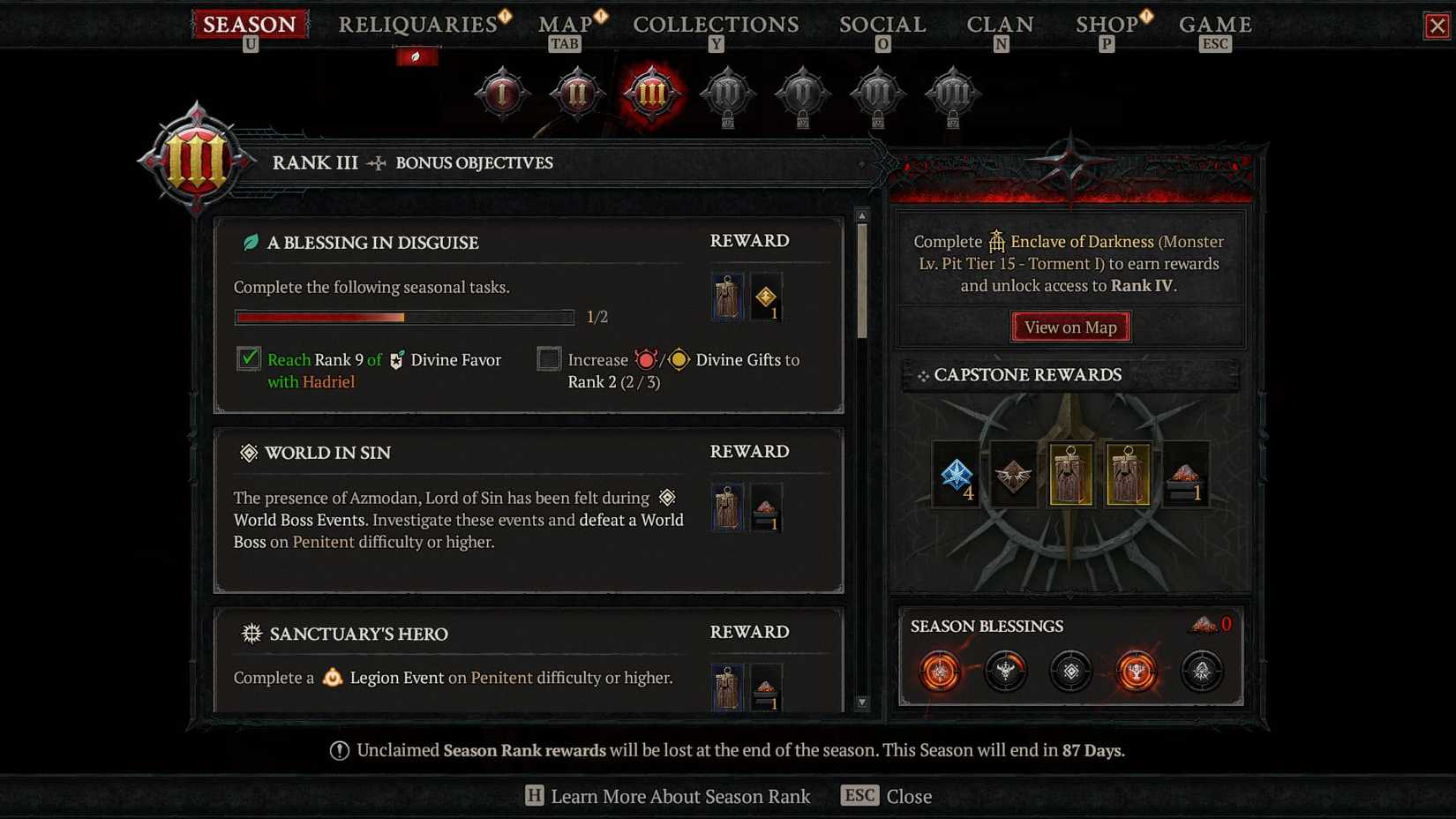 D4 Season Rank Screen