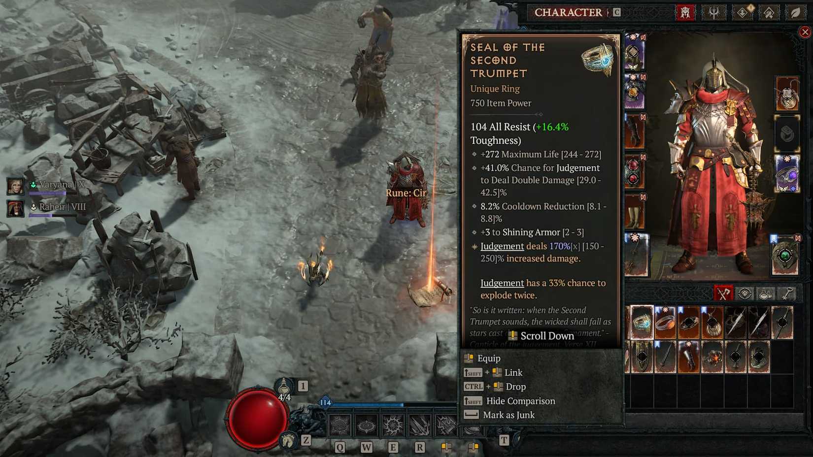 Estatísticas do Anel do Selo da Segunda Trombeta D4