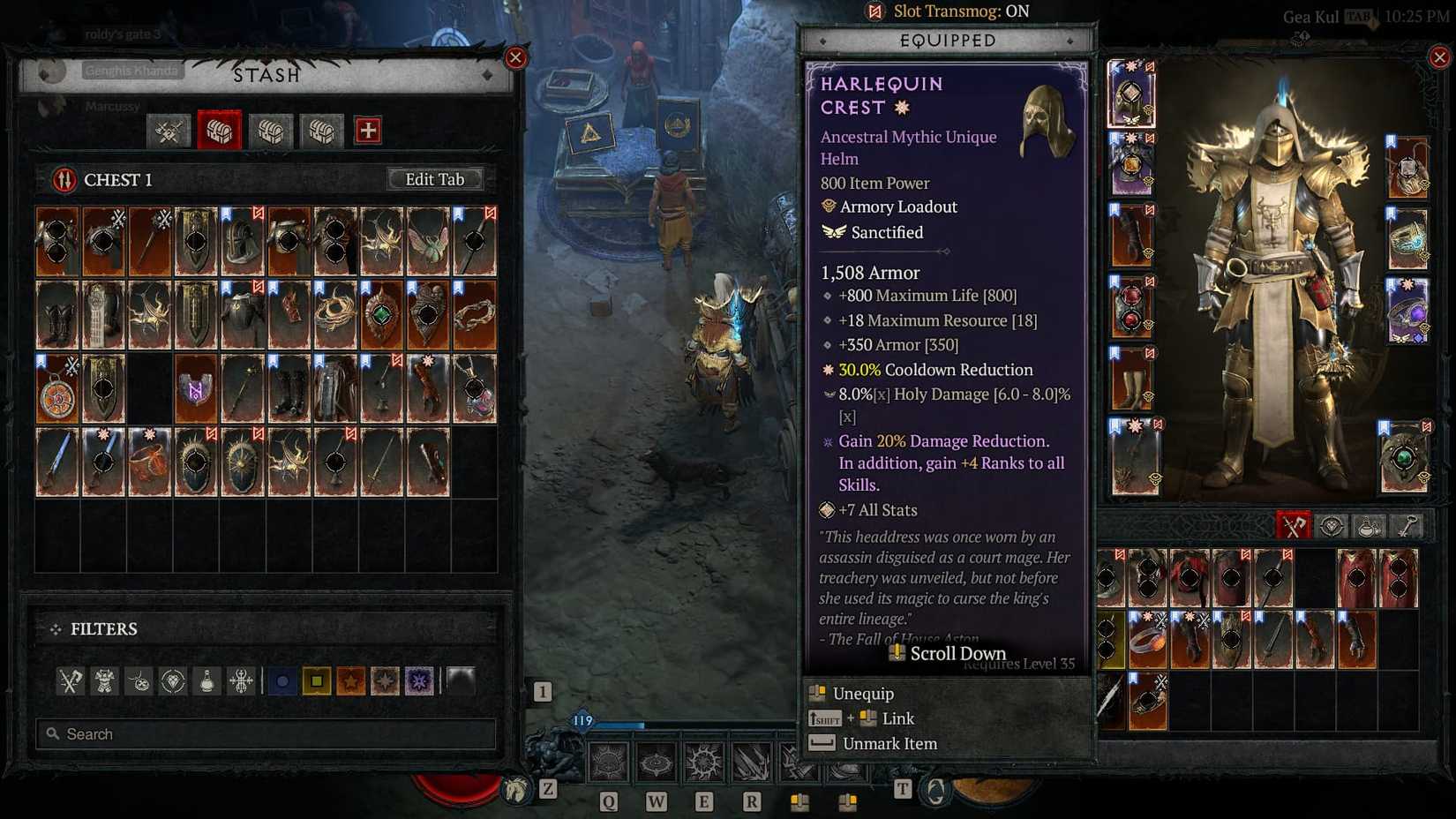 D44 Harlequein Crest stats card