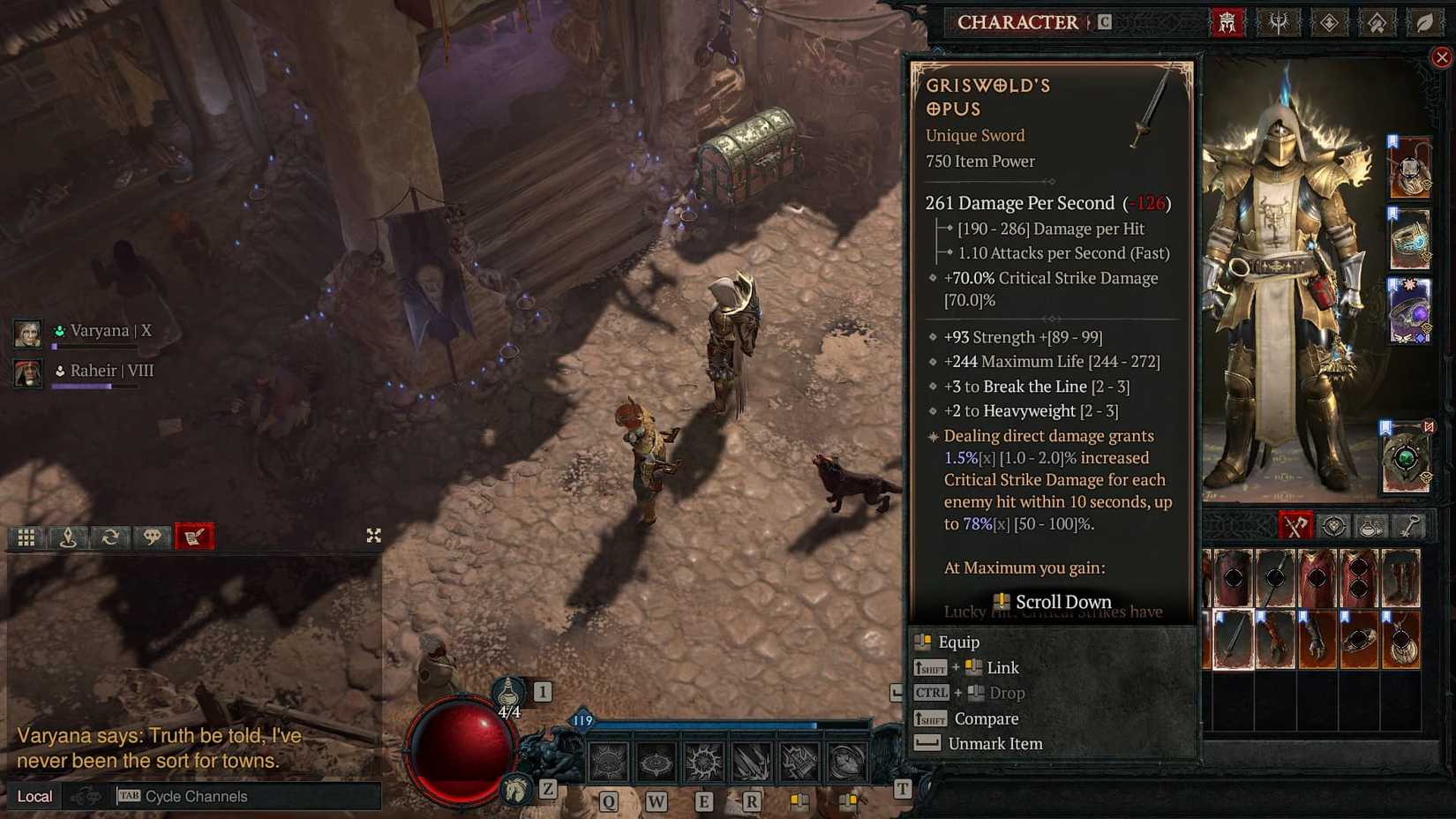 D4 Griswold's Opus Stats