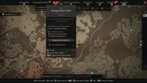 D4 Andariel Hanged Man's Hall location