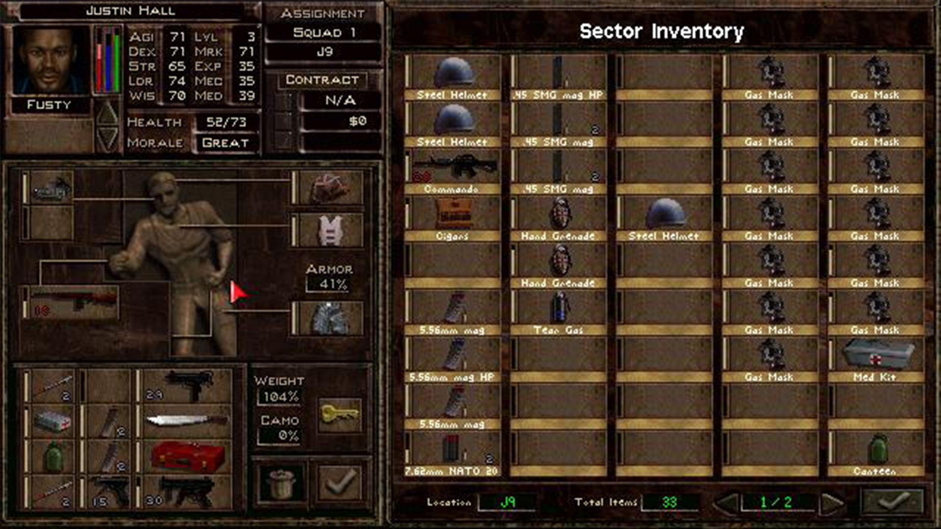 Jagged Alliance 2 Gold inventory