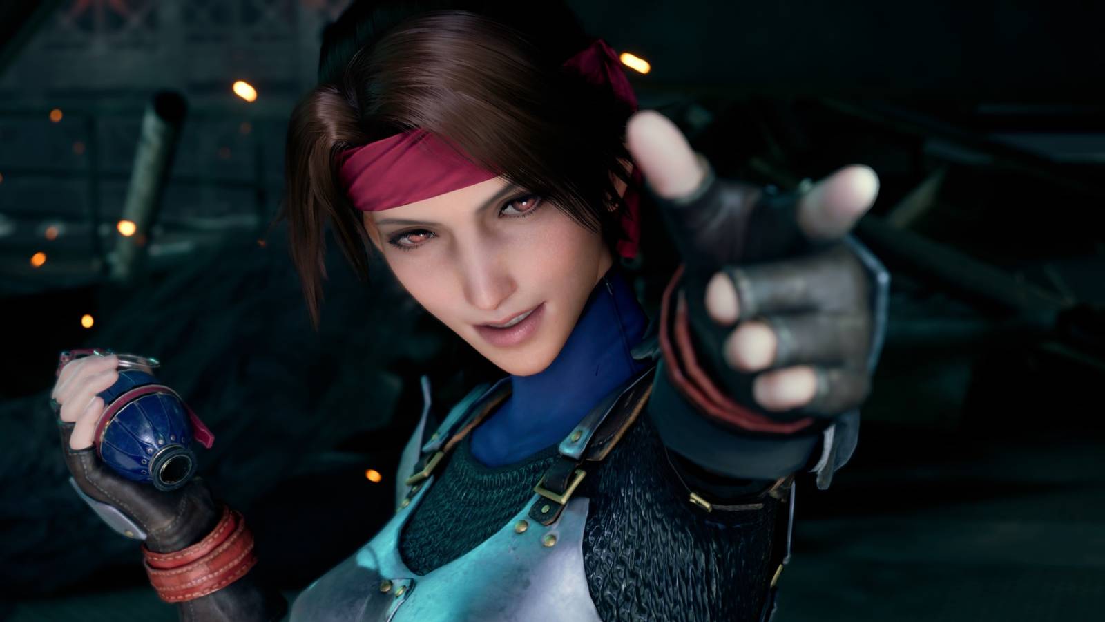 Jessie holding a grenade in Final Fantasy 7 Remake