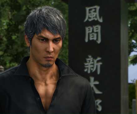 Kazuma at a graveyard in Like A Dragon Infinite Wealth