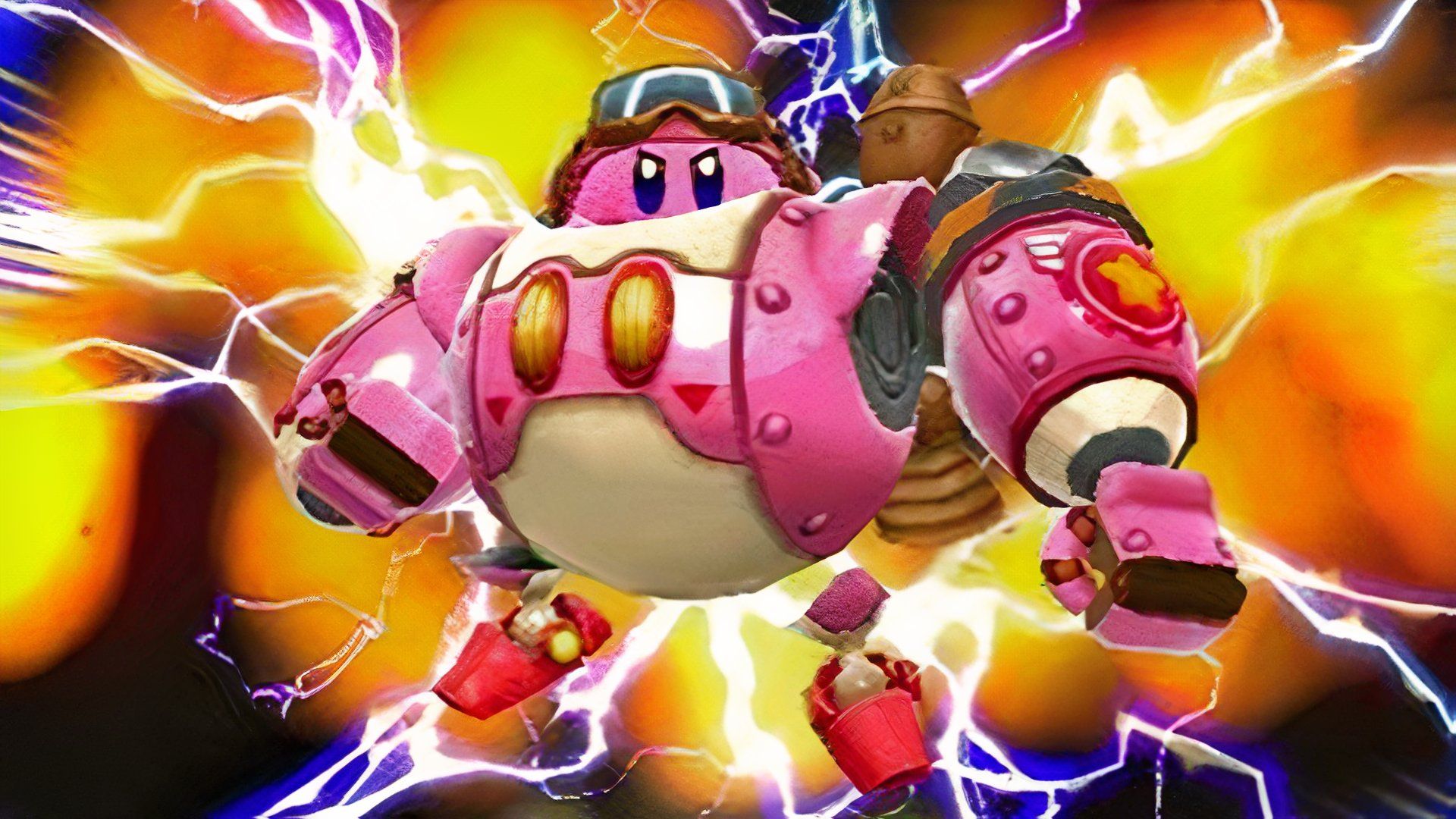 Kirby in his robot in Kirby Planet Robobot