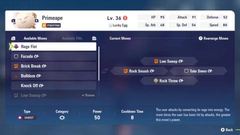 learning rage fist primeape in pokemon legends za mega dimension