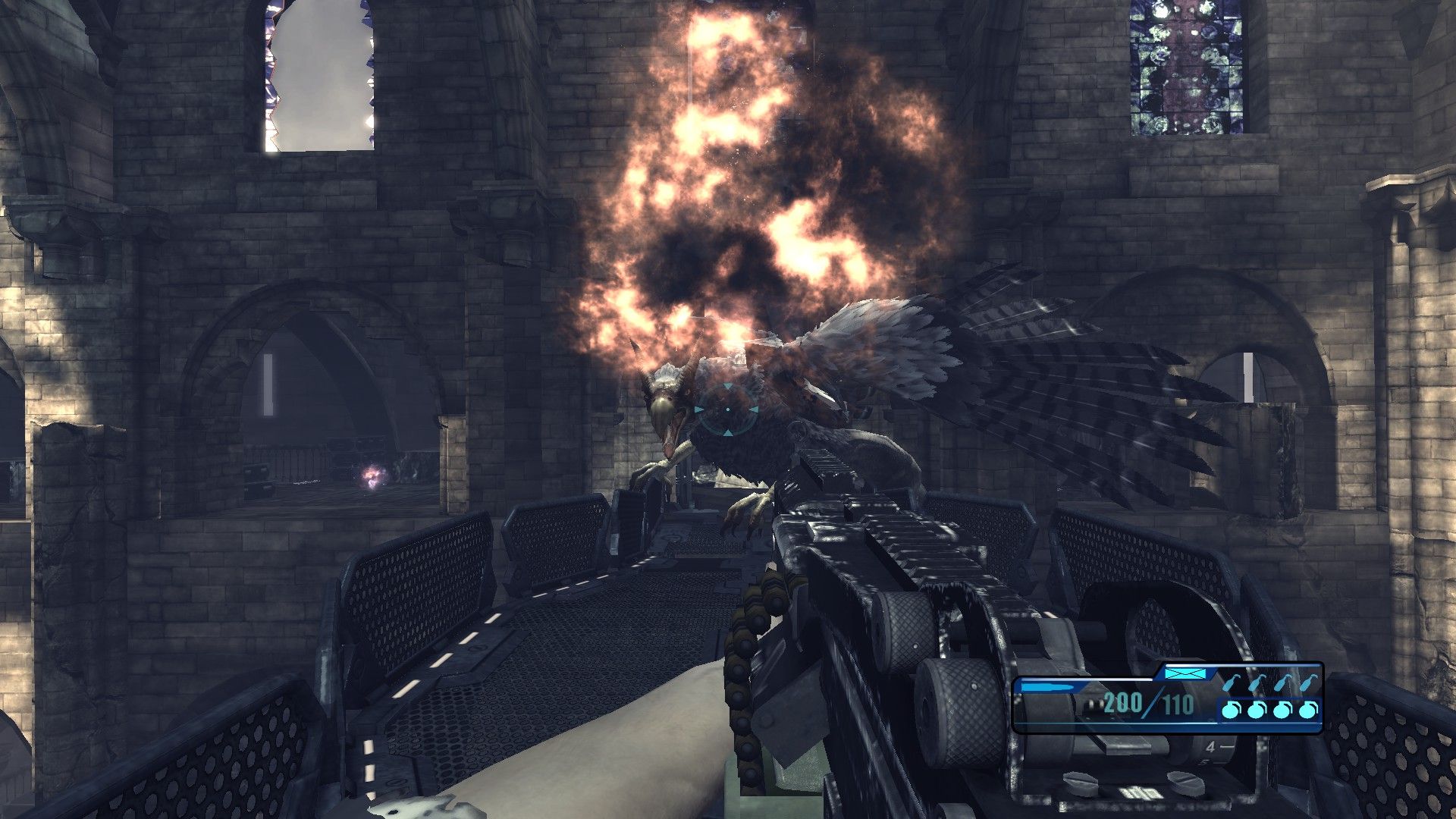 Legendary FPS Game Steam aiming machine gun at griffin