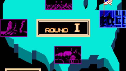 Level select in Zombie Nation (NES)